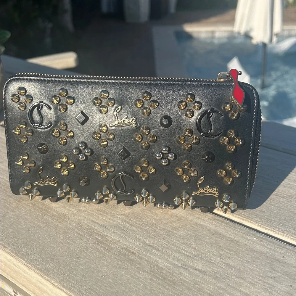 Christian Louboutin W/COA Panettone Studded zip-around Wallet